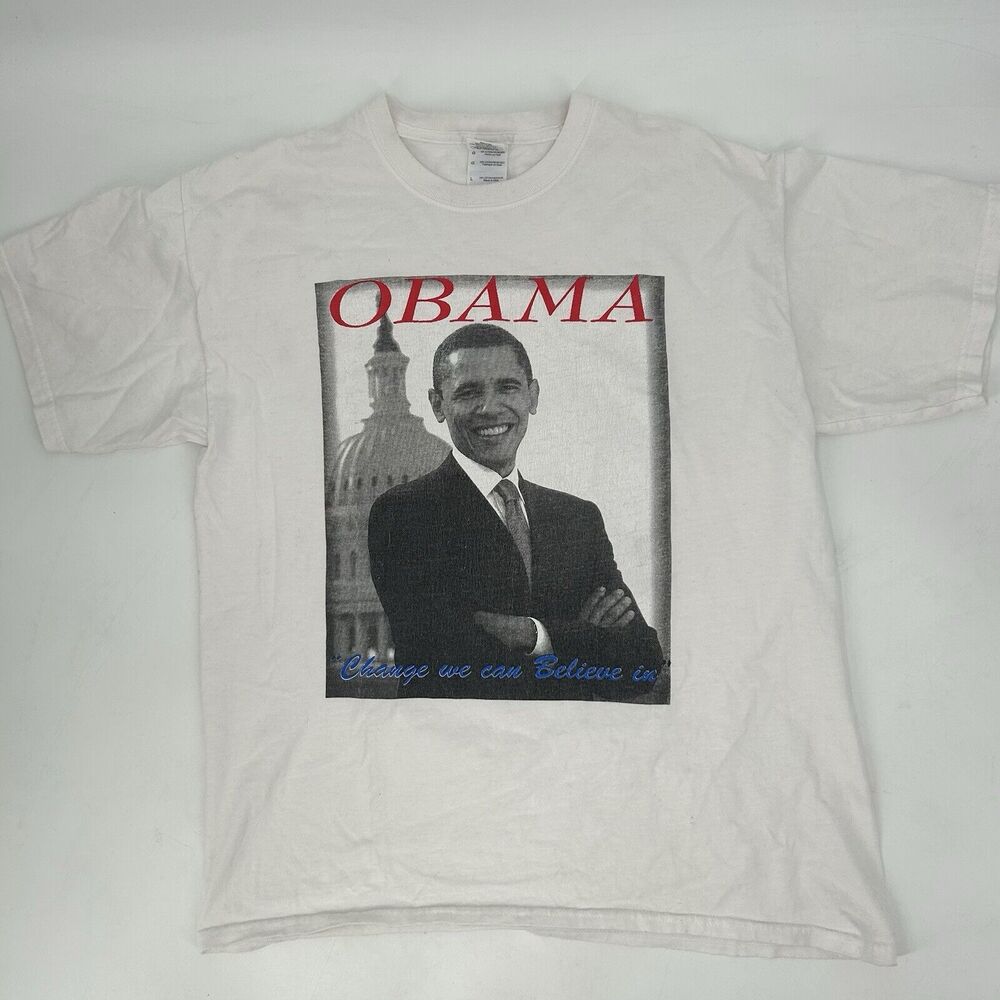 Vintage Barack Obama “Change We Can Believe In” Mens Large Shirt Gildan